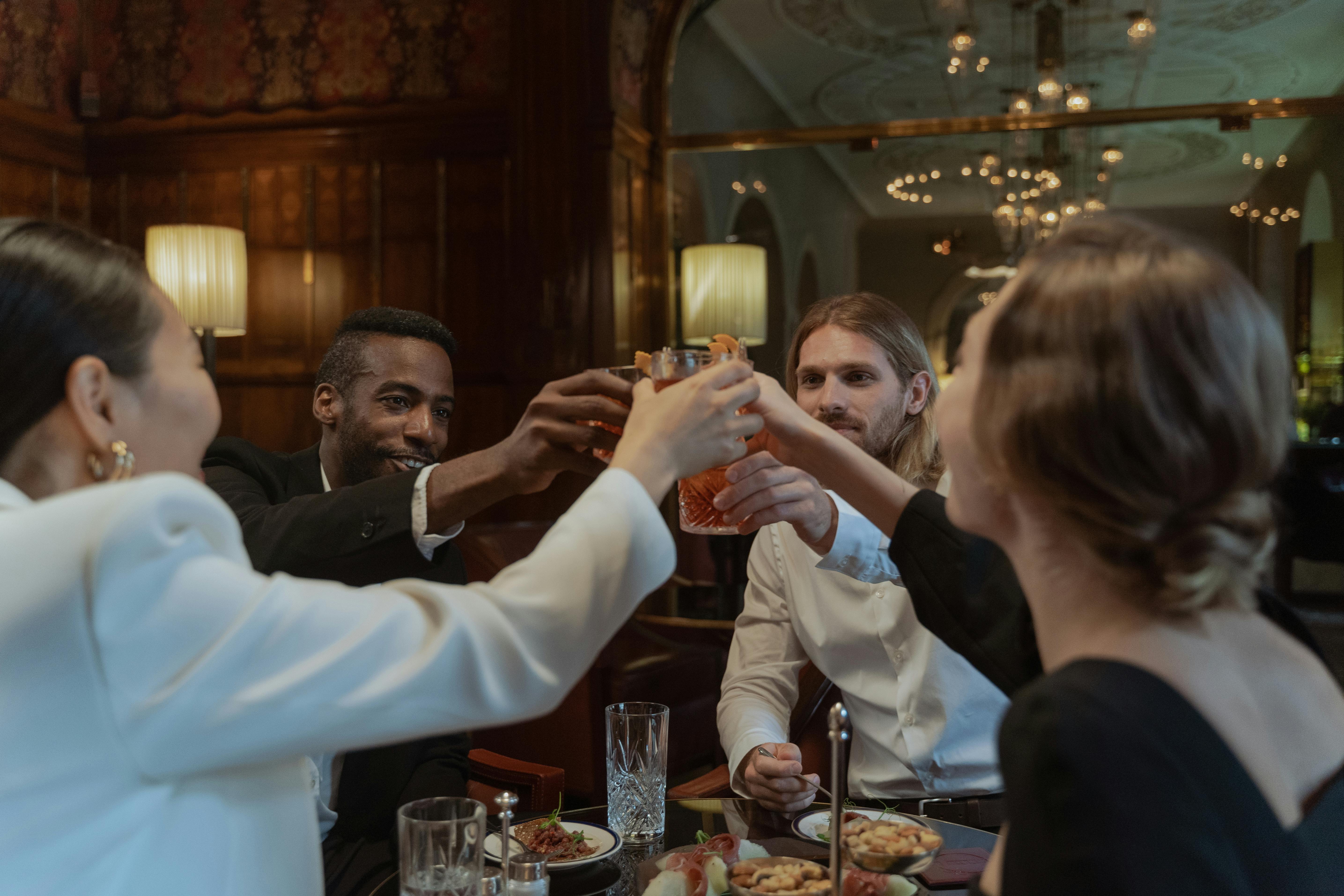 Friends dining together